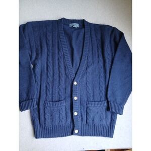 Christopher Hayes Sweater Mens Large Cardigan Wool Cable Knit Grandpa Preppy VTG